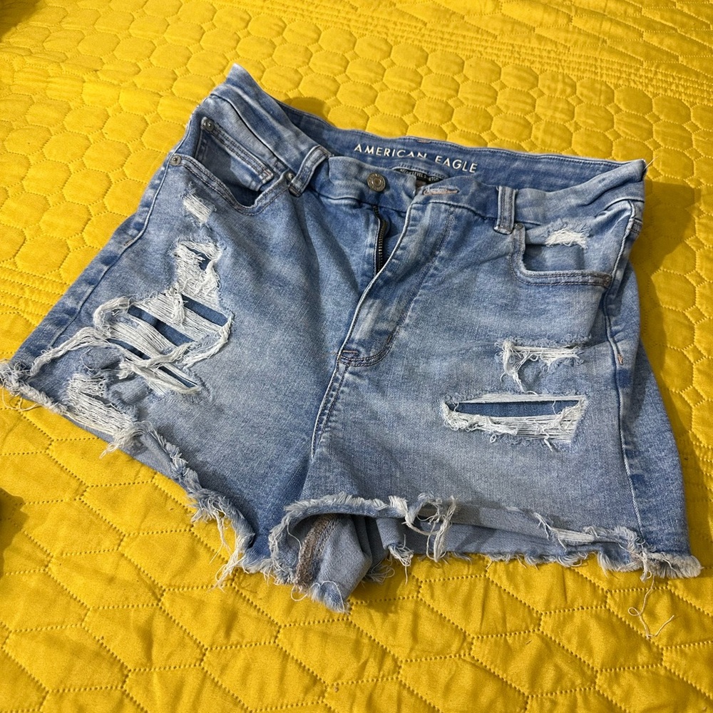 American Eagle Outfitters Light Blue Ripped Jean Shorts